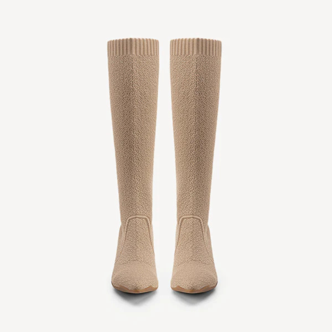 Botas Compridas Minimalistas com Ponta Pontiaguda e Salto para Mulher