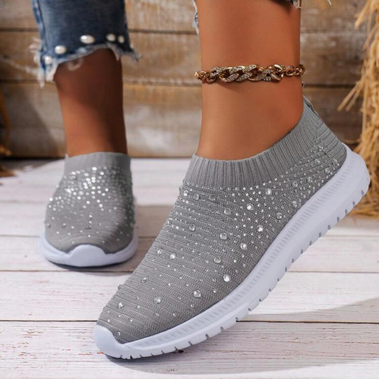 Sapatilhas Slip-on para Mulher com Brilhantes e Estilo Casual