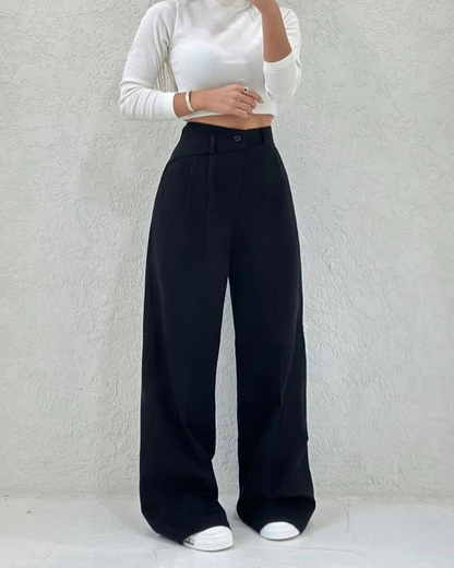Calças largas casuais para mulher com estilo clássico