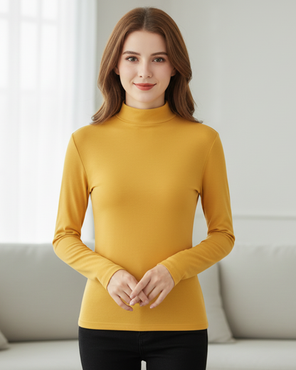 Camisola de manga comprida com gola alta para mulher