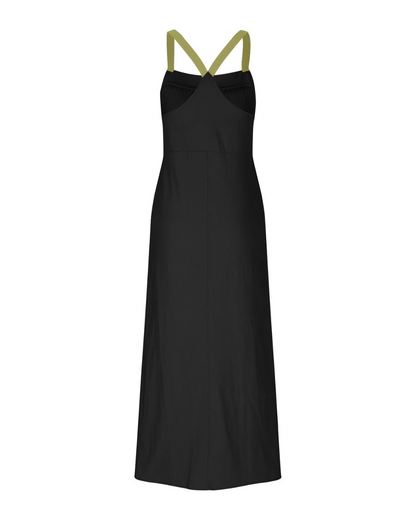 Vestido longo de linho para mulher com alças finas