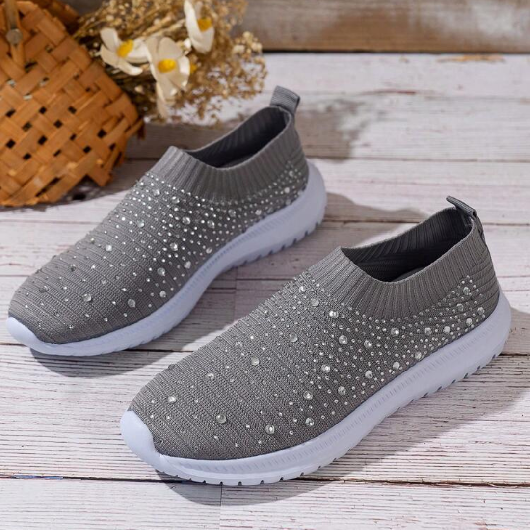 Sapatilhas Slip-on para Mulher com Brilhantes e Estilo Casual