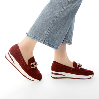 Mocassins com Pormenores de Fivela Dourada para Mulher