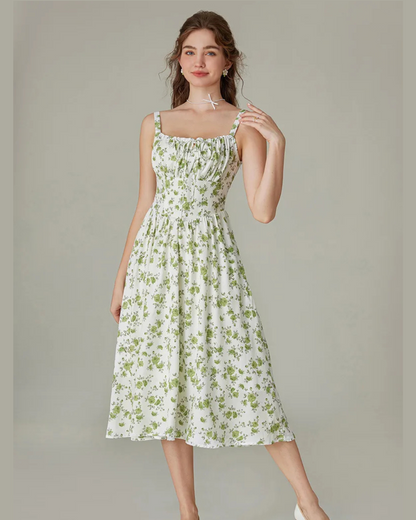 Vestido Floral com Cintura de Espartilho para Maior Ajuste e Bolsos Laterais para Mulher