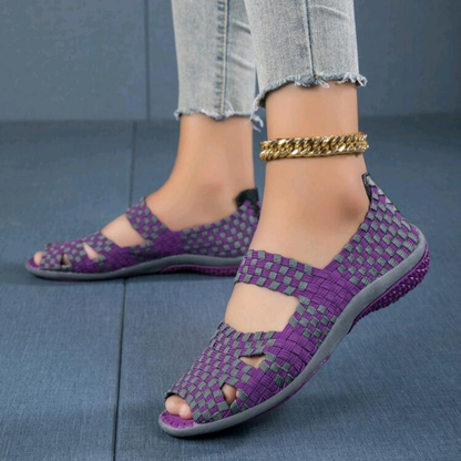sandalias ergonómicas e casuais com cinto elástico para mulher