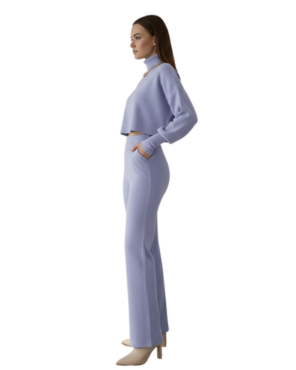 Conjunto de Duas Peças com Top de Gola Alta para Mulher