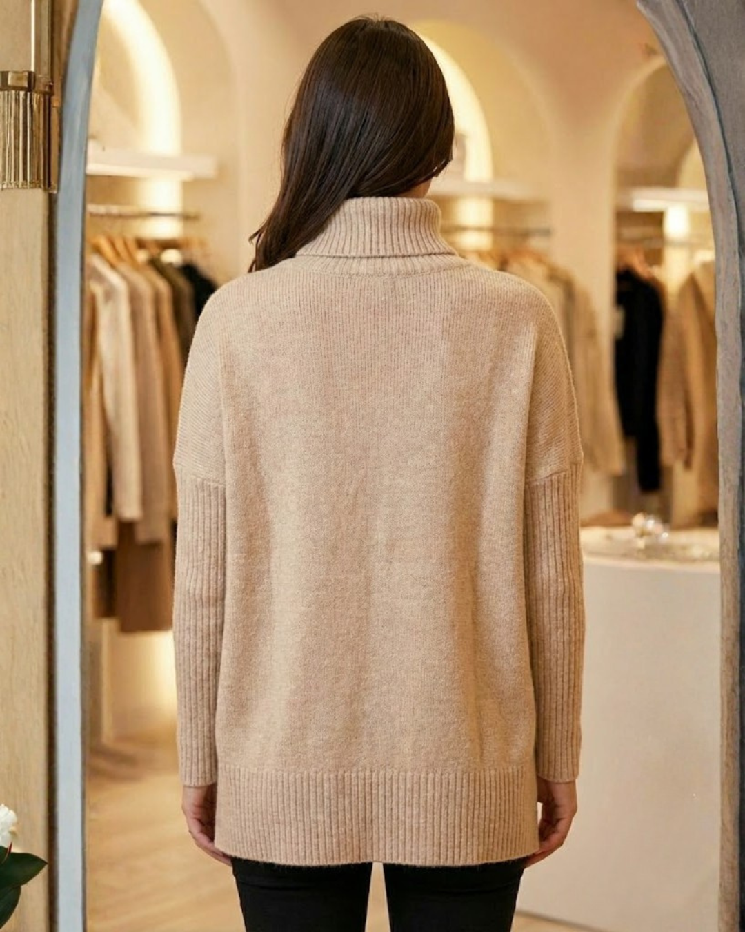 Camisola de gola alta de luxo para mulher