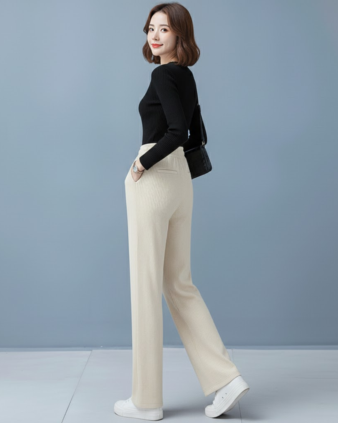 Calças Largas de Veludo Casuais para Mulher