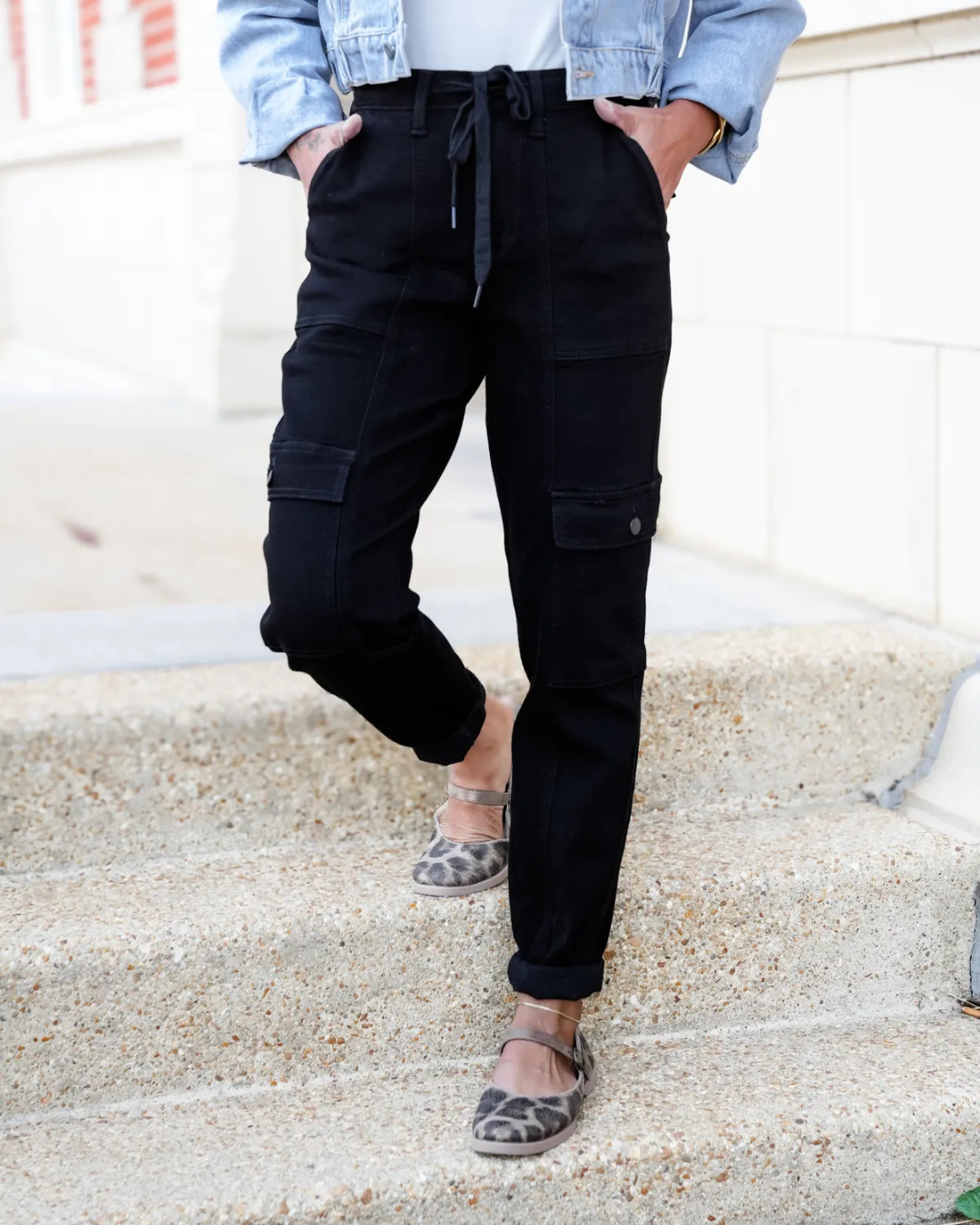 Calças Desportivas de Cintura Subida com Punhos de Carga para Mulher