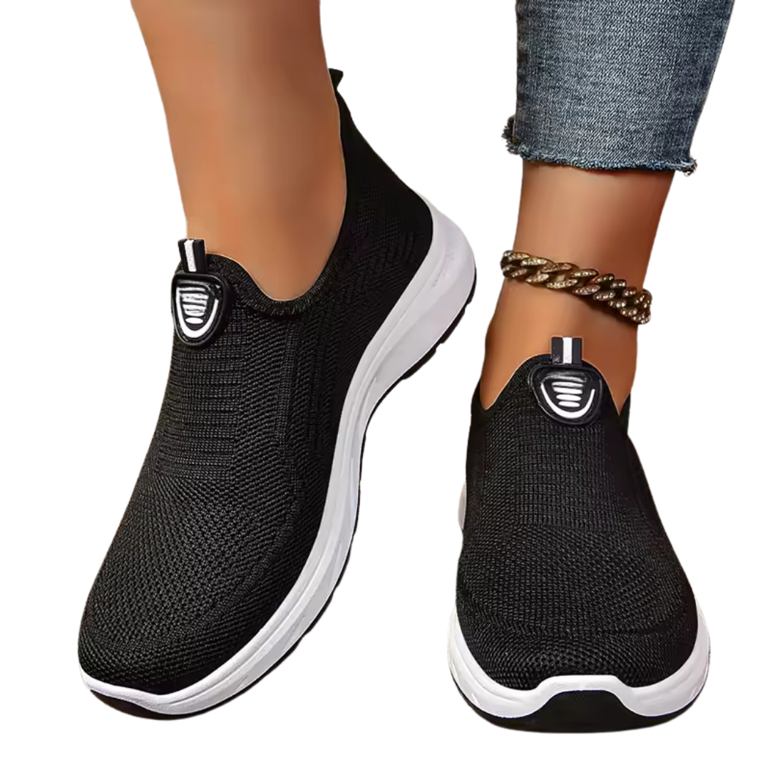 Sapatos de malha respiráveis sem atacadores para mulher