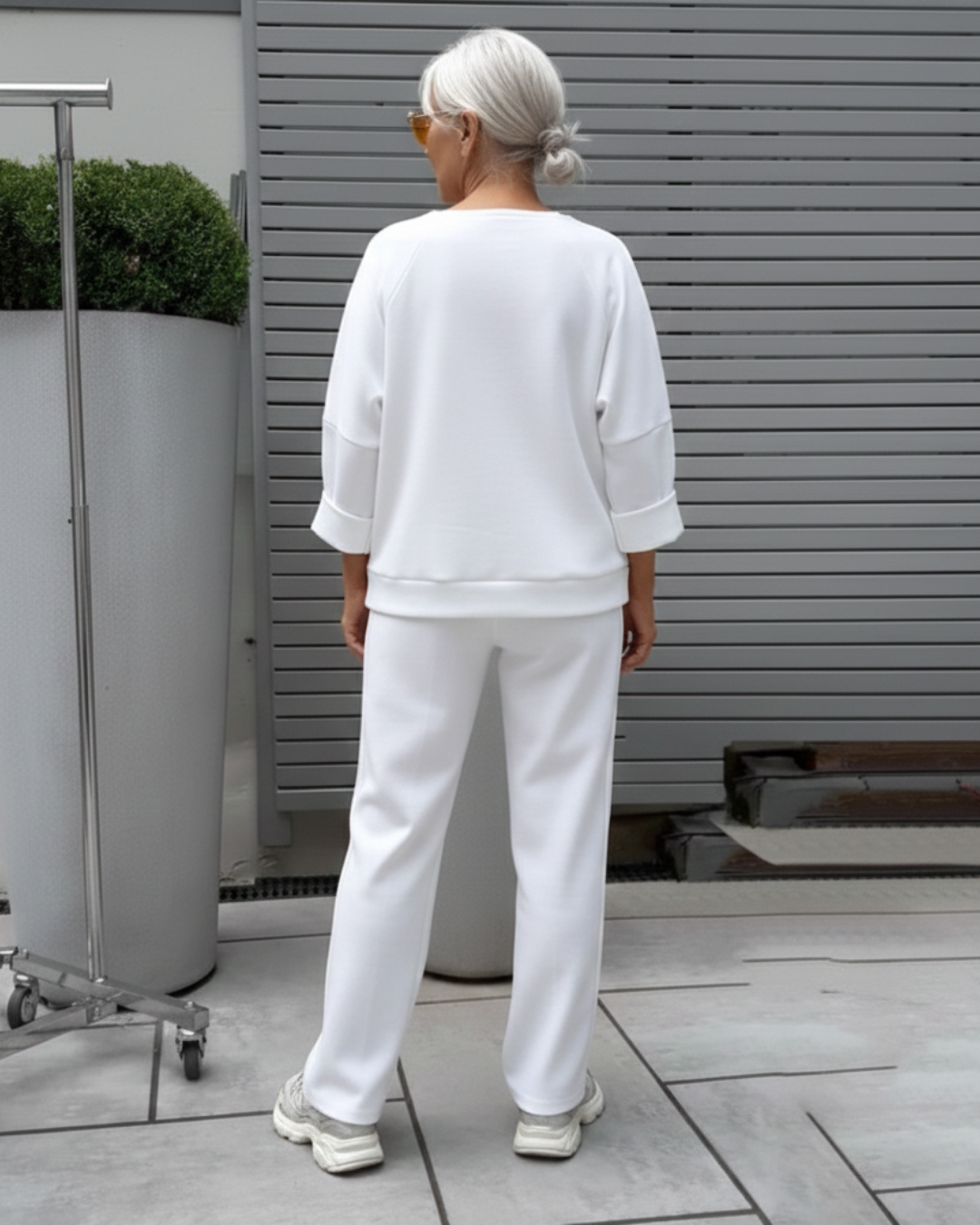 Conjunto Casual de Top e Calças de Perna Larga para Mulher