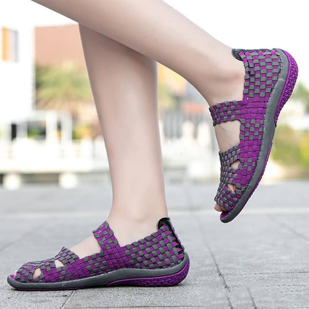 sandalias ergonómicas e casuais com cinto elástico para mulher