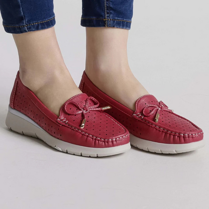 Mocassins de Couro Respiráveis com Cordões para Mulher