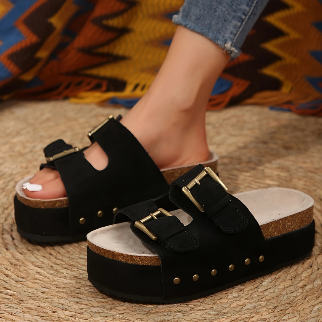 Sandálias de plataforma com duplo fecho