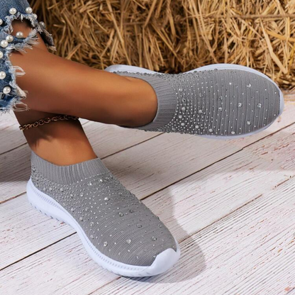 Sapatilhas Slip-on para Mulher com Brilhantes e Estilo Casual