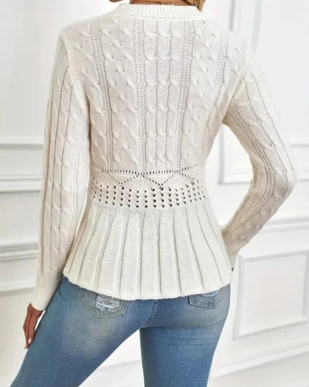 Camisola de Malha Grossa de Gola Redonda para Mulher