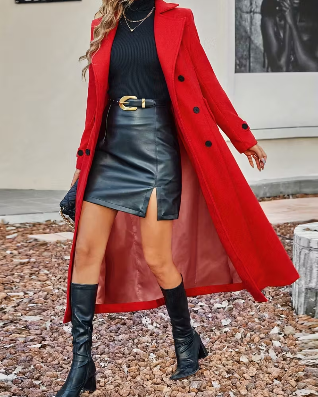 Casaco elegante com fecho de botões para mulher