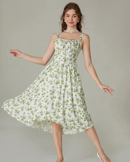 Vestido Floral com Cintura de Espartilho para Maior Ajuste e Bolsos Laterais para Mulher