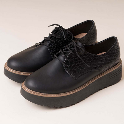 Sapatos de Plataforma Casuais para Mulher com Atacadores e Design Texturado