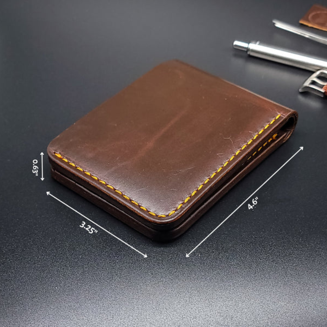 Carteira de couro com design elegante e costuras reforçadas