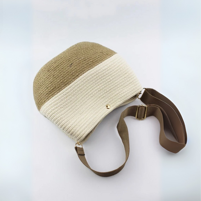 Bolsa de ombro feminina em juta e algodão