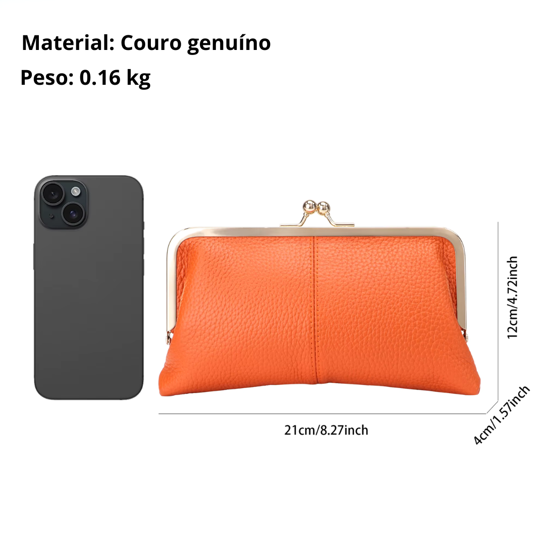 Bolsa de Couro Genuíno para Mulher Espaçosa com Becho de Beijo