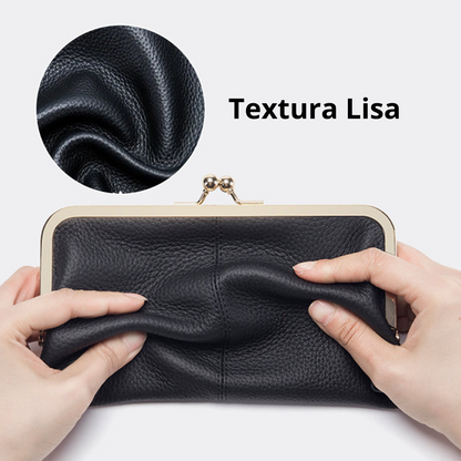 Bolsa de Couro Genuíno para Mulher Espaçosa com Becho de Beijo