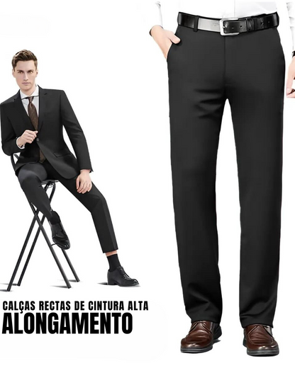 Calças clássicas de alta elasticidade para homem